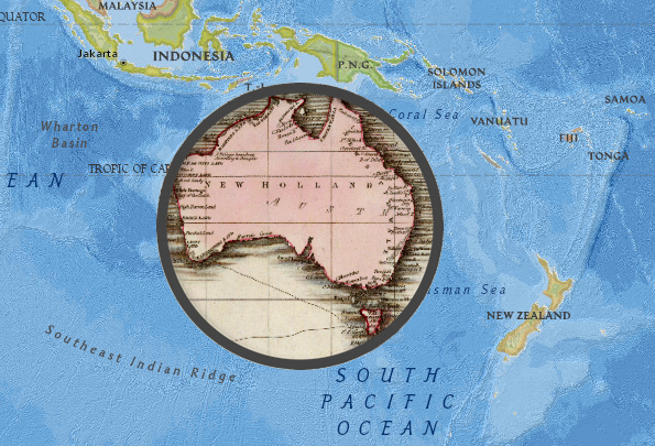 Австралия до 1824 года   был известен как Новая Голландия   ,